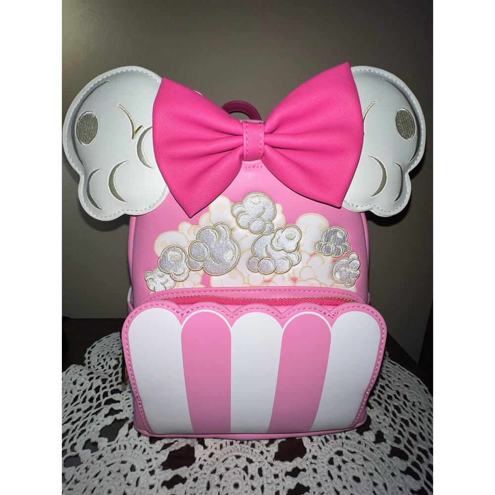 Loungefly Pink & White Popcorn Minnie Mouse Mini Backpack